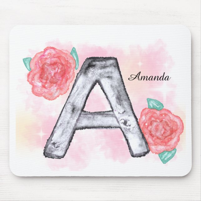 Tapis De Souris LETTRE AQUATICOLE Florale A (Devant)
