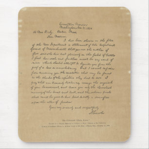 Tapis De Souris Lettre du Président Abraham Lincoln à Mme Bixby