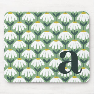 Tapis De Souris Lettre initiale de monogramme vert sauge floral vi