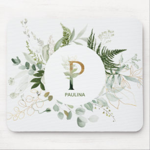 Tapis De Souris LETTRE MONOGRAPHIQUE Florale Élégante P Pad Souris