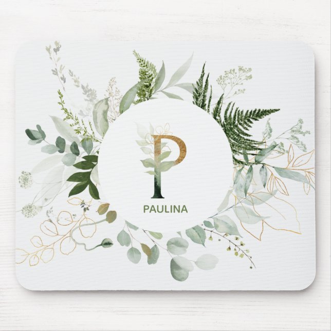 Tapis De Souris LETTRE MONOGRAPHIQUE Florale Élégante P Pad Souris (Devant)
