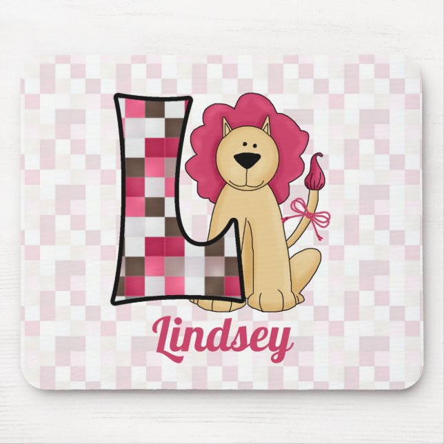 Tapis De Souris LETTRE MONOMOBILE L LION rose ENFANT (Devant)