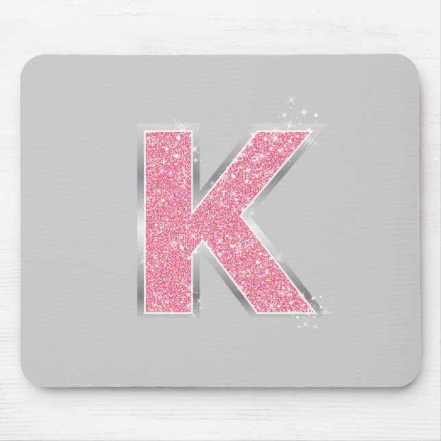 Tapis De Souris Lettre Parties scintillant rose K (Devant)