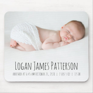 Tapis De Souris Lettre personnalisée pour photo de bébé avec stati