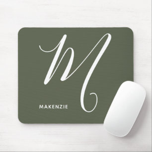 Tapis De Souris Lettre Script monogramme M Chive Green