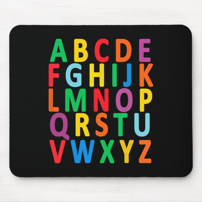 Tapis De Souris Lettres majuscules Alphabet Apprendre Abc Garçon F (Devant)