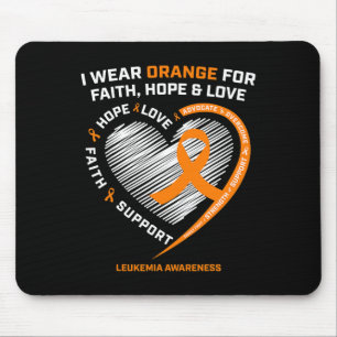 Tapis De Souris Leucémie orange Conscience Foi Espoir Amour Christ