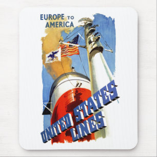Tapis De Souris L'Europe aux lignes des Etats-Unis de ~ de