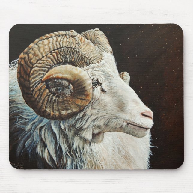 Tapis De Souris Levant islandais mouton blanc avec cornes (Devant)