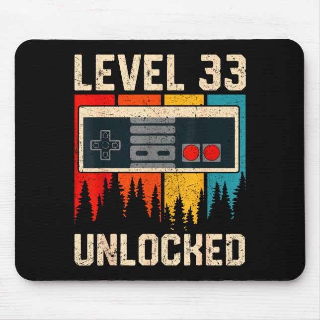 Tapis De Souris Level 33 Unlocked Video Game Controller Birthday M (Devant)