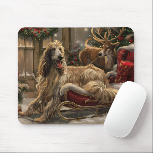 Tapis De Souris Lévrier Afghan Noël Fête
