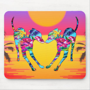 Tapis De Souris Lévrier Italien Tropical