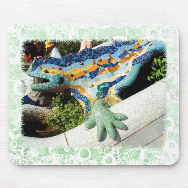 Tapis De Souris Lézard de Gaudi - mousepad floral vert (Devant)