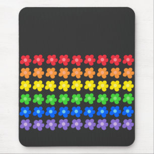Tapis De Souris LGBT Rainbow Flowers Gay pride Liberté et égalité