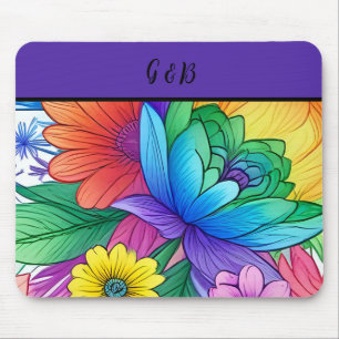 Tapis De Souris lgbtq arc-en-ciel floral