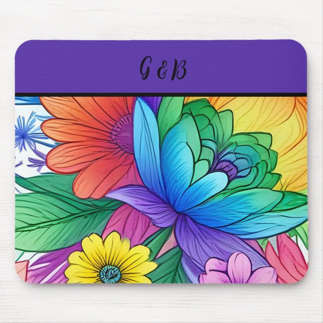 Tapis De Souris lgbtq arc-en-ciel floral (Devant)