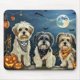 Tapis De Souris Lhasa Apso Halloween Éffrayant