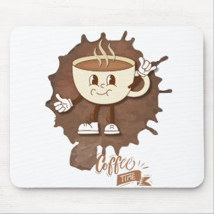 Tapis De Souris **L'heure du café – Tasse souriante mignonne avec