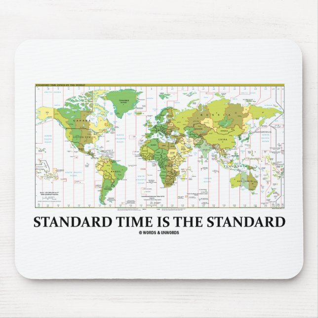 Tapis De Souris L'Heure Standard Est La Carte Standard (Horaire) (Devant)