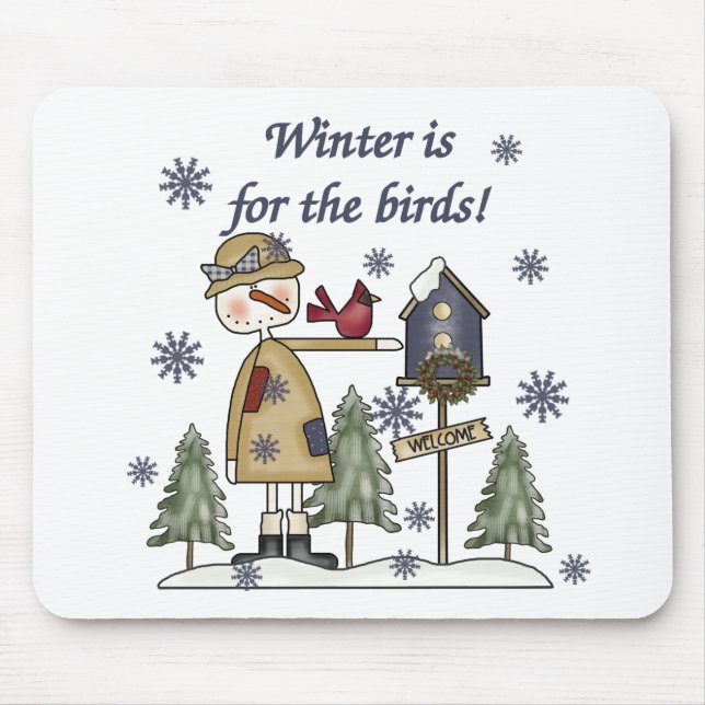 Tapis De Souris L'hiver est pour les oiseaux (Devant)