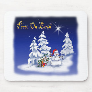 Tapis De Souris L'homme neige d'hiver paix sur Terre
