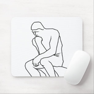 Tapis De Souris L'homme pensif statue art linéaire, Inspiré par Ro
