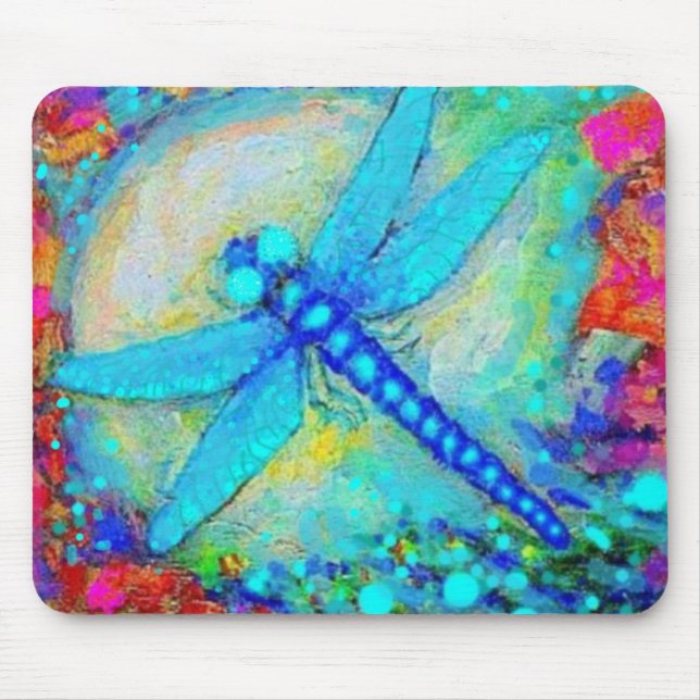 Tapis De Souris Libellule bleue de scintillement par Sharles (Devant)