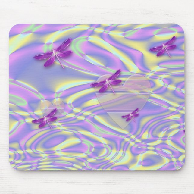 Tapis De Souris Libellules et coeurs (Devant)