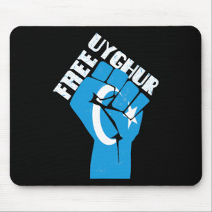 Tapis De Souris Libérez Ouyghur Résiste Poing Avec Drapeau Ouyghur