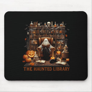Tapis De Souris Librairie Halloween Vintage Éffrayant Bookish Haun