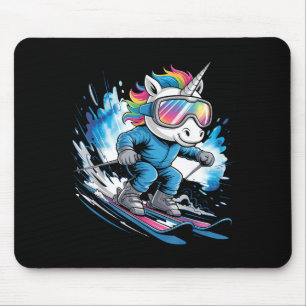 Tapis De Souris licorne de ski sport d'hiver skieur drôle de ski