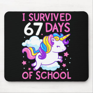 Tapis De Souris Licorne Drôle J'ai Survivécu 67 Jours D'école Mème