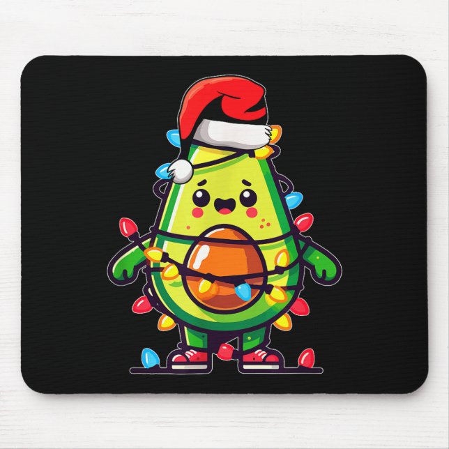 Tapis De Souris Lighting Avocado Ugly Christmas Sweater Guacamole  (Devant)