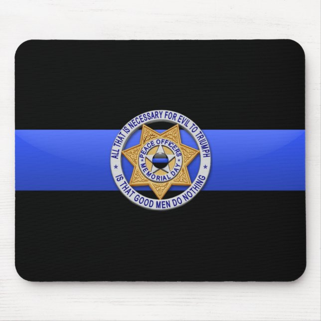 Tapis De Souris Ligne Bleue Mince - Insigne (Devant)