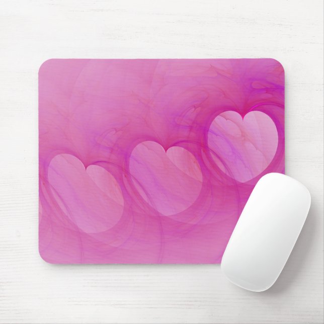 Tapis De Souris Ligne de coeur rose (Avec souris)