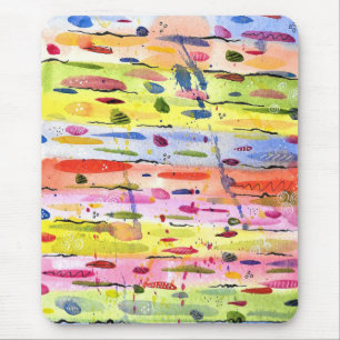 Tapis De Souris Lignes colorées Aquarelle Abstraite