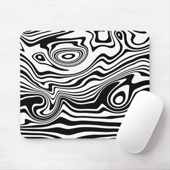 Tapis De Souris Lignes noires et blanches Abstraites - personnalis (Avec souris)