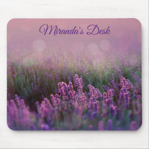 Tapis De Souris Lilac Bokeh Champ de fleurs violet