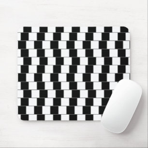 Tapis De Souris L'illusion optique raye le noir de carrés