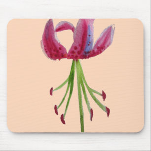 Tapis De Souris Lily rose aquarelle fleur moderne art floral