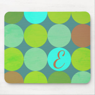 Tapis De Souris Lime Vert Turquoise Turquoise & Rust Cercles Monog