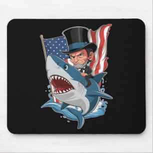 Tapis De Souris Lincoln Riding Shark Awesome 4 Juillet Graphi