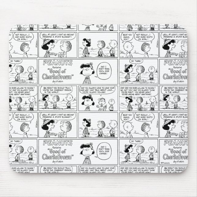 Tapis De Souris Linus raconte Lucy Elle est Crabby (Devant)