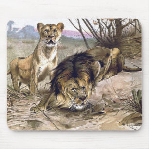 Tapis De Souris Lion Et Lionne Mousepad