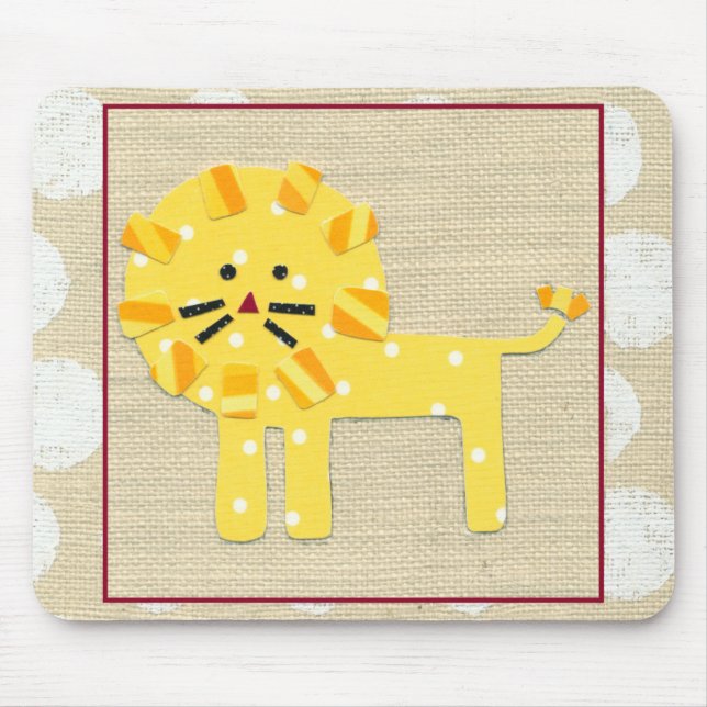 Tapis De Souris Lion jaune avec Pois blancs (Devant)