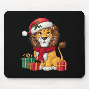 Tapis De Souris Lion Lover Xmas vacances Père Noël Lion Noël