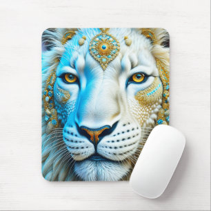 Tapis De Souris Lion majestueux blanc et or