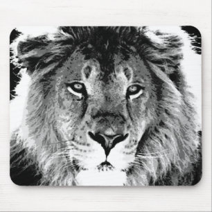 Tapis De Souris Lion noir et blanc