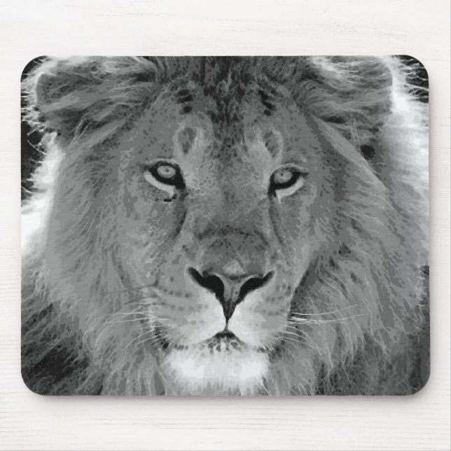 Tapis De Souris Lion noir et blanc (Devant)