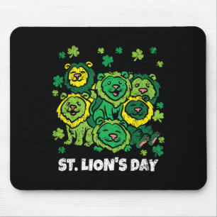 Tapis De Souris Lion St Patrick Journee Mignon Animal Trèfle Trèfl